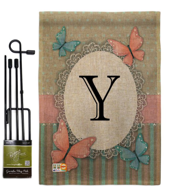 Butterflies Y Initial - Bugs & Frogs Garden Friends Vertical Impressions Decorative Flags HG130155 Made In USA - Image 9