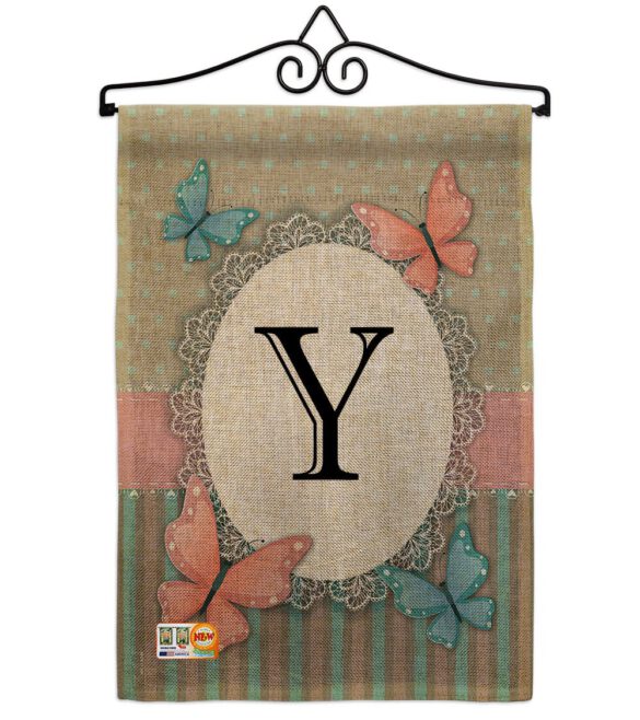 Butterflies Y Initial - Bugs & Frogs Garden Friends Vertical Impressions Decorative Flags HG130155 Made In USA - Image 10