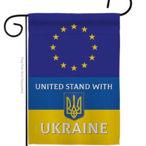 European Union Stand With Ukraine - Support Inspirational Vertical Impressions Decorative Flags HG170264 Made In USA