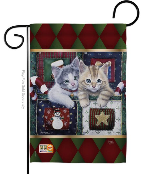 Christmas Calendar Kittens - Christmas Winter Vertical Impressions Decorative Flags HG114097 Made In USA