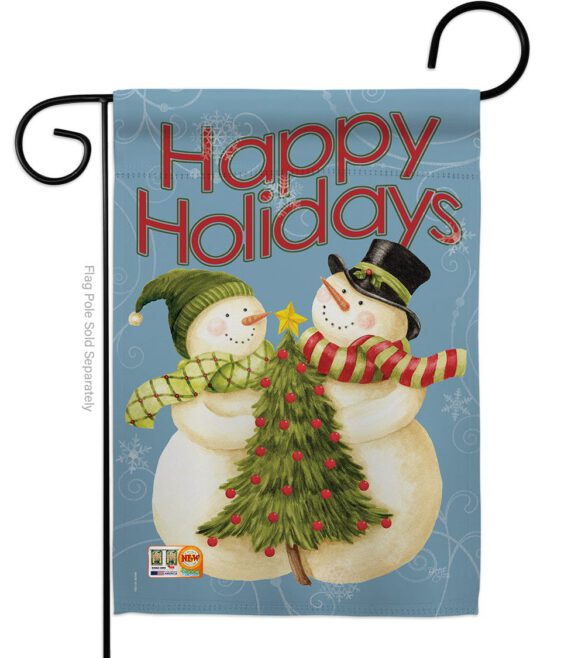 Happy Holidays Tree - Christmas Winter Vertical Impressions Decorative Flags HG114102 Made In USA