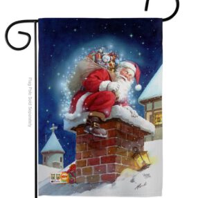 Chimney Santa - Christmas Winter Vertical Impressions Decorative Flags HG114106 Made In USA
