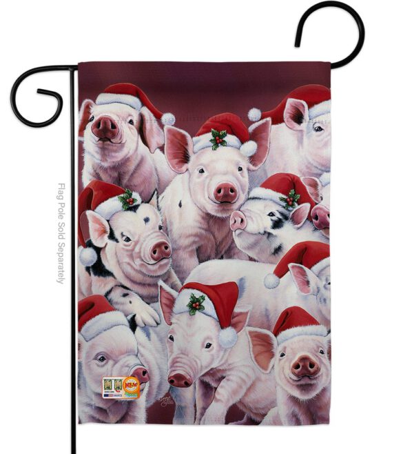 Christmas Piggies - Christmas Winter Vertical Impressions Decorative Flags HG114122 Made In USA