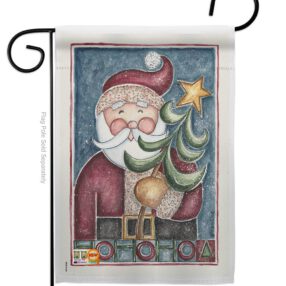HoHoHo Santa Tree - Christmas Winter Vertical Impressions Decorative Flags HG114127 Made In USA