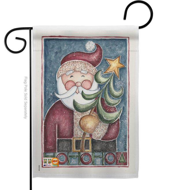 HoHoHo Santa Tree - Christmas Winter Vertical Impressions Decorative Flags HG114127 Made In USA