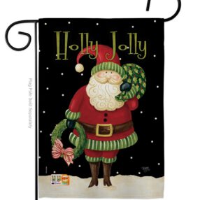 Holly Jolly Santa - Christmas Winter Vertical Impressions Decorative Flags HG114139 Made In USA