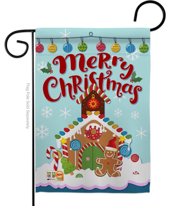Christmas Gingerbread House - Christmas Winter Vertical Impressions Decorative Flags HG114151 Made In USA