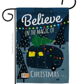 Believe The Magic Trailer - Christmas Winter Vertical Impressions Decorative Flags HG114152 Made In USA
