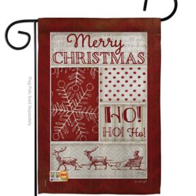 Ho Ho Ho Red Collage - Christmas Winter Vertical Impressions Decorative Flags HG114171 Made In USA