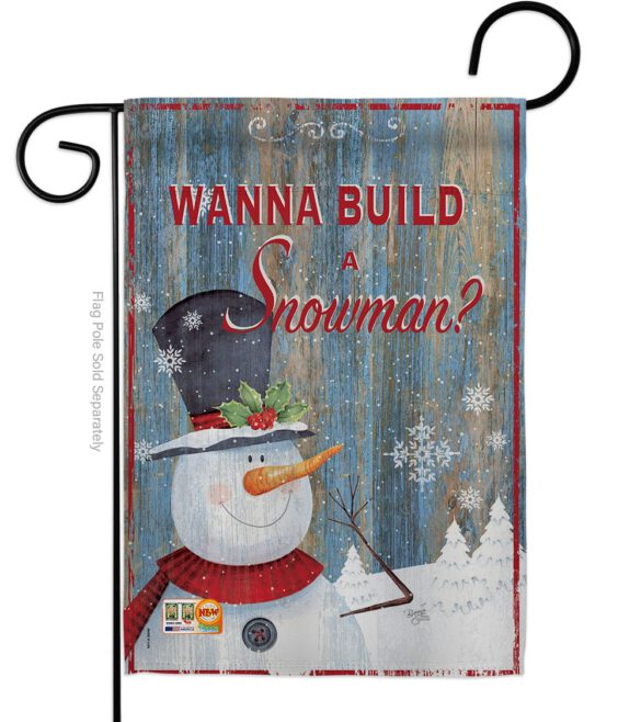 Build a Snowman - Christmas Winter Vertical Impressions Decorative Flags HG114176 Made In USA