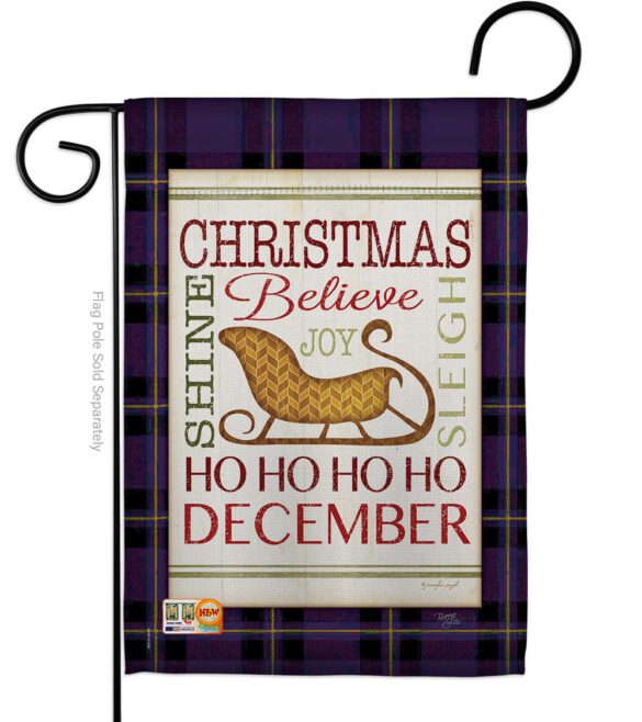 Believe in Joy of Sleigh - Christmas Winter Vertical Impressions Decorative Flags HG114181 Made In USA