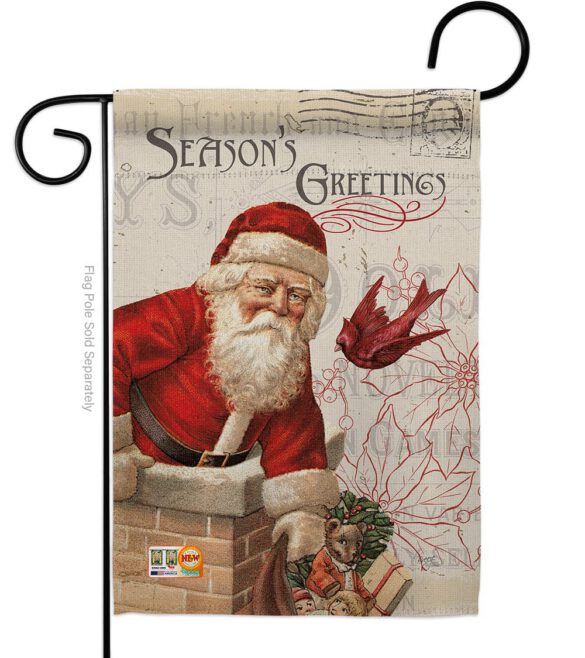 Antique Santa Holiday - Christmas Winter Vertical Impressions Decorative Flags HG114194 Made In USA - Image 2