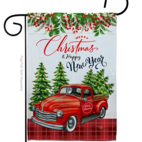 Christmas Happy New Year - Christmas Winter Vertical Impressions Decorative Flags HG114230 Made In USA