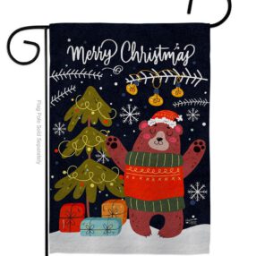 Christmas Daning Bear - Christmas Winter Vertical Impressions Decorative Flags HG130289 Made In USA