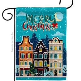 Christmas Hometown - Christmas Winter Vertical Impressions Decorative Flags HG137634 Made In USA