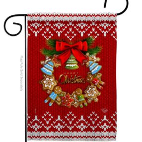 Gingerbread Wreath - Christmas Winter Vertical Impressions Decorative Flags HG192249 Made In USA