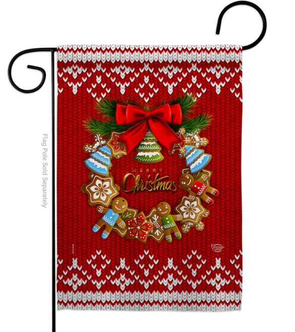 Gingerbread Wreath - Christmas Winter Vertical Impressions Decorative Flags HG192249 Made In USA