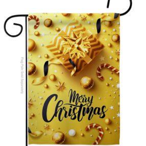 Golden Christmas - Christmas Winter Vertical Impressions Decorative Flags HG192250 Made In USA