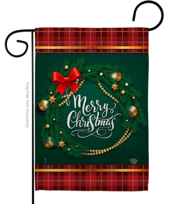 Christmas Wreath - Christmas Winter Vertical Impressions Decorative Flags HG192269 Made In USA