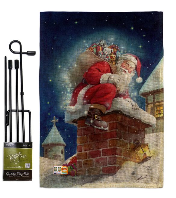 Chimney Santa - Christmas Winter Vertical Impressions Decorative Flags HG114106 Made In USA - Image 9