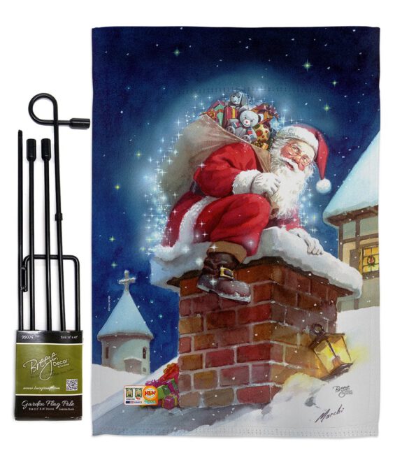 Chimney Santa - Christmas Winter Vertical Impressions Decorative Flags HG114106 Made In USA - Image 4