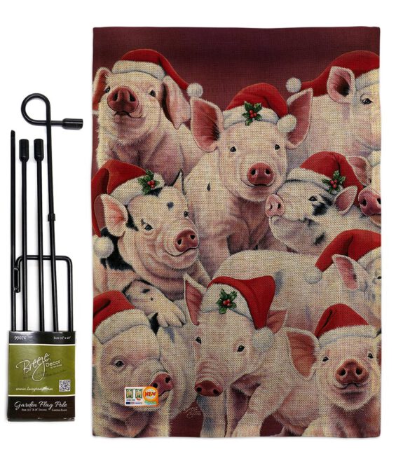 Christmas Piggies - Christmas Winter Vertical Impressions Decorative Flags HG114122 Made In USA - Image 9