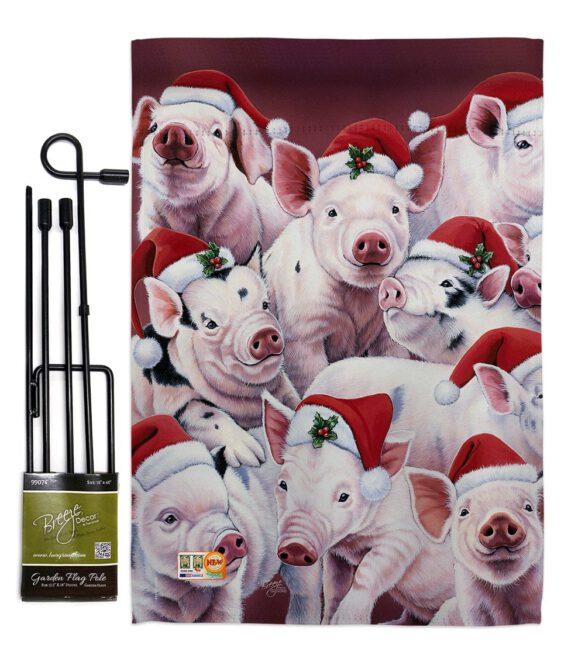 Christmas Piggies - Christmas Winter Vertical Impressions Decorative Flags HG114122 Made In USA - Image 4