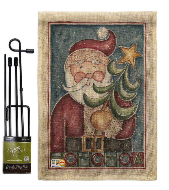 HoHoHo Santa Tree - Christmas Winter Vertical Impressions Decorative Flags HG114127 Made In USA - Image 9
