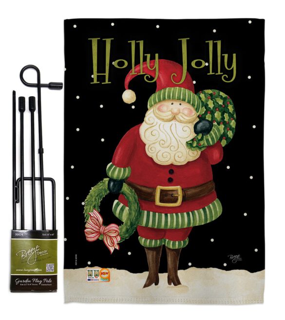 Holly Jolly Santa - Christmas Winter Vertical Impressions Decorative Flags HG114139 Made In USA - Image 4