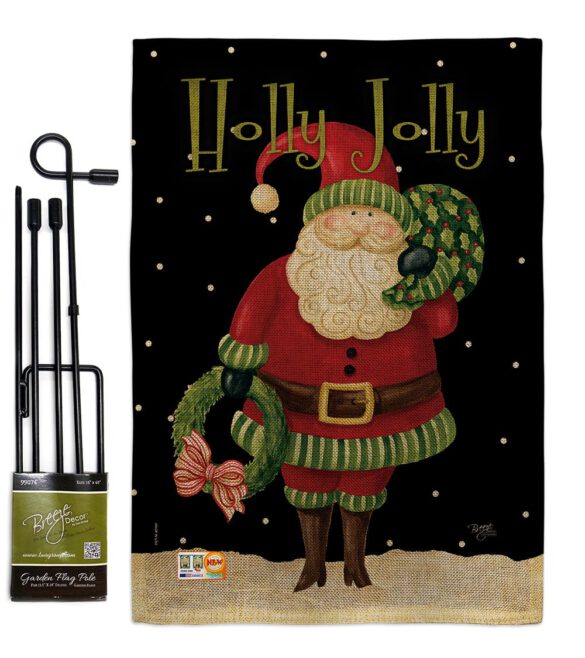 Holly Jolly Santa - Christmas Winter Vertical Impressions Decorative Flags HG114139 Made In USA - Image 9