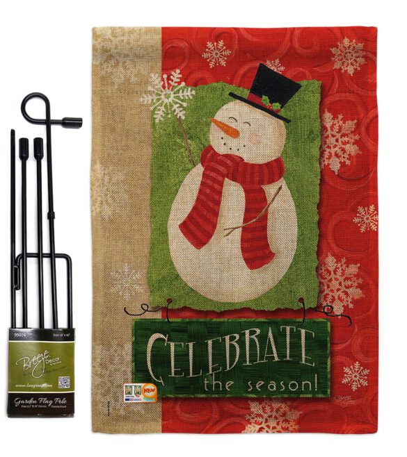 Celebrate the Season Snowman - Christmas Winter Vertical Impressions Decorative Flags HG114140 Made In USA - Image 9