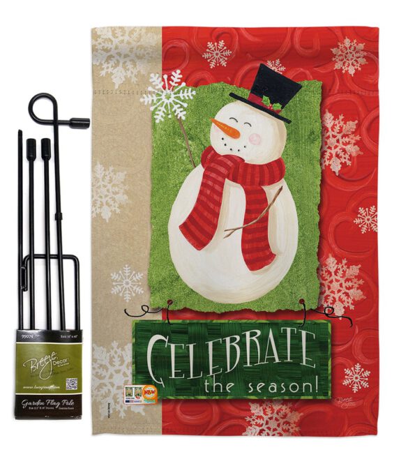 Celebrate the Season Snowman - Christmas Winter Vertical Impressions Decorative Flags HG114140 Made In USA - Image 4