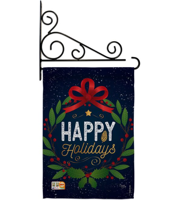 Happy Holidays Wreath - Christmas Winter Vertical Impressions Decorative Flags HG114149 Made In USA - Image 11