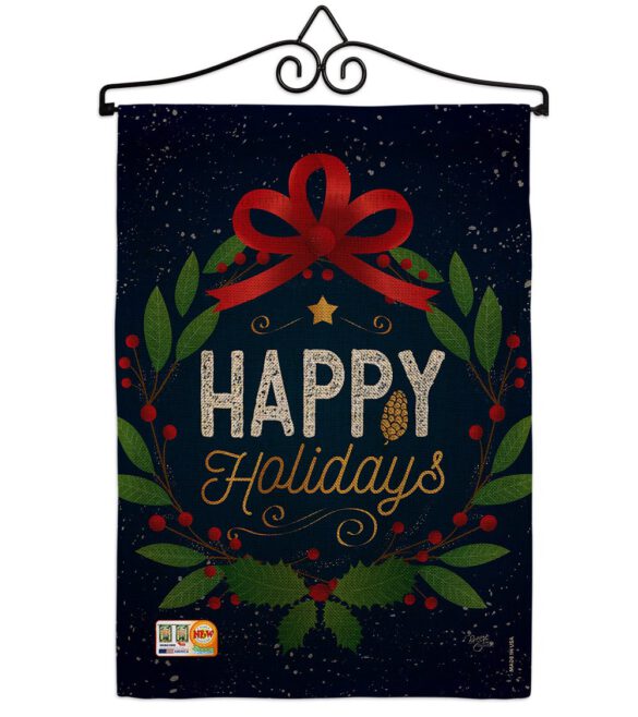 Happy Holidays Wreath - Christmas Winter Vertical Impressions Decorative Flags HG114149 Made In USA - Image 10