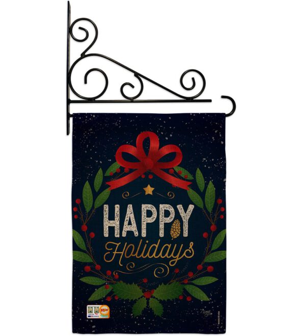 Happy Holidays Wreath - Christmas Winter Vertical Impressions Decorative Flags HG114149 Made In USA - Image 12