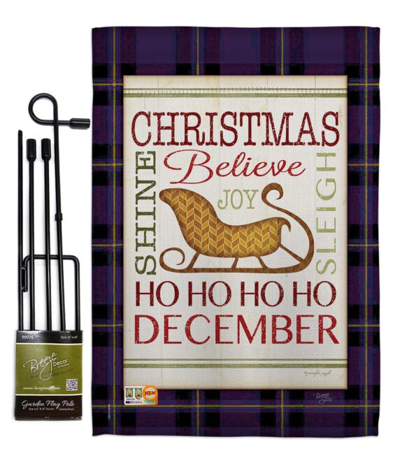 Believe in Joy of Sleigh - Christmas Winter Vertical Impressions Decorative Flags HG114181 Made In USA - Image 4