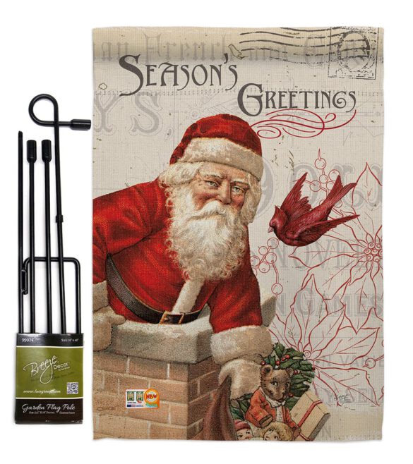 Antique Santa Holiday - Christmas Winter Vertical Impressions Decorative Flags HG114194 Made In USA - Image 5
