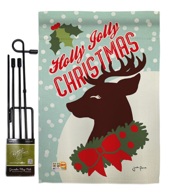 Holly Jolly Christmas - Christmas Winter Vertical Impressions Decorative Flags HG114197 Made In USA - Image 4