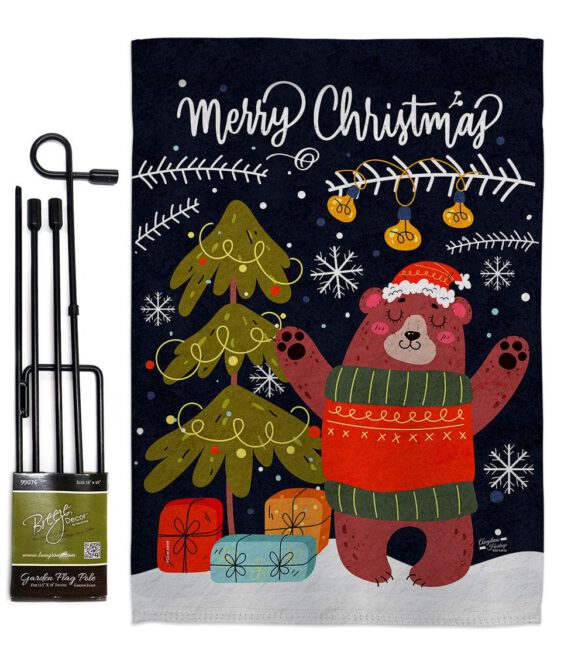 Christmas Daning Bear - Christmas Winter Vertical Impressions Decorative Flags HG130289 Made In USA - Image 4