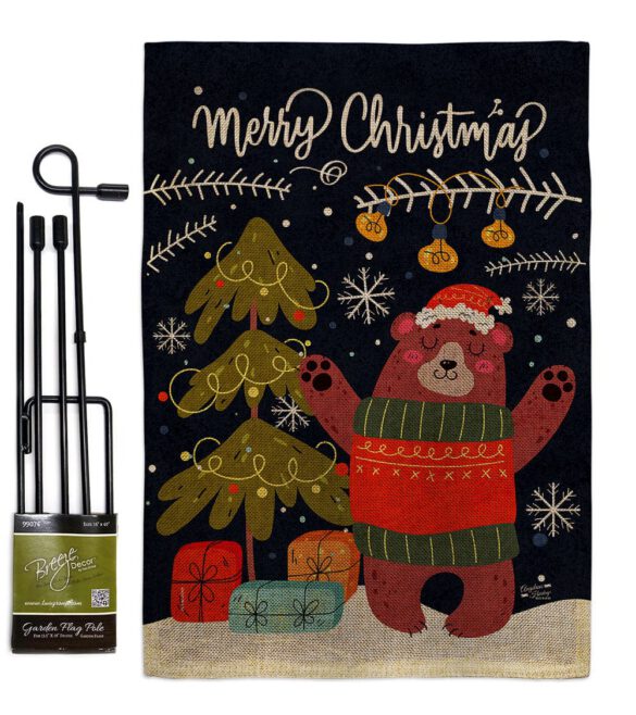 Christmas Daning Bear - Christmas Winter Vertical Impressions Decorative Flags HG130289 Made In USA - Image 16