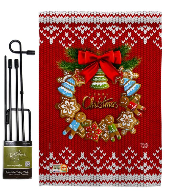 Gingerbread Wreath - Christmas Winter Vertical Impressions Decorative Flags HG192249 Made In USA - Image 4