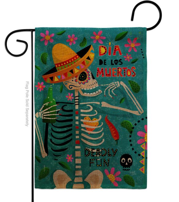 Dia de Muetos Fun - Halloween Fall Vertical Impressions Decorative Flags HG120072 Made In USA - Image 22