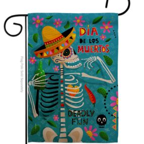 Dia de Muetos Fun - Halloween Fall Vertical Impressions Decorative Flags HG120072 Made In USA