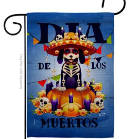 Día de Muertos Dog - Halloween Fall Vertical Impressions Decorative Flags HG130352 Made In USA