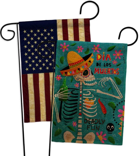 Dia de Muetos Fun - Halloween Fall Vertical Impressions Decorative Flags HG120072 Made In USA - Image 28