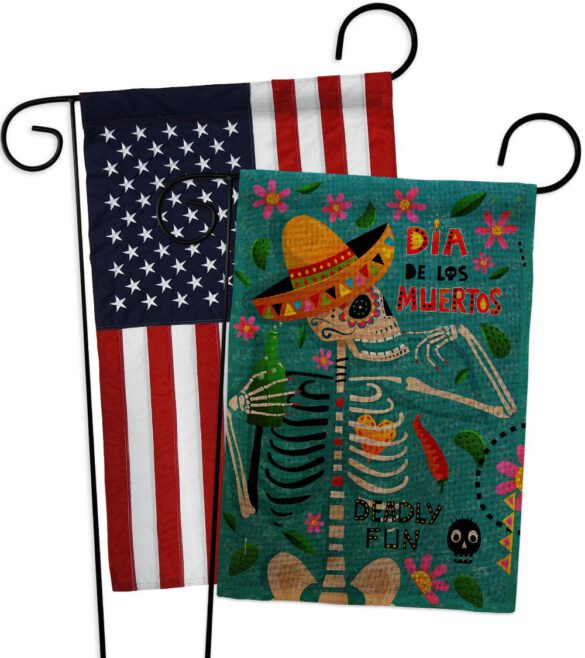 Dia de Muetos Fun - Halloween Fall Vertical Impressions Decorative Flags HG120072 Made In USA - Image 30