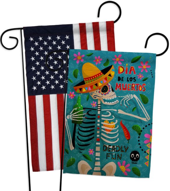 Dia de Muetos Fun - Halloween Fall Vertical Impressions Decorative Flags HG120072 Made In USA - Image 9