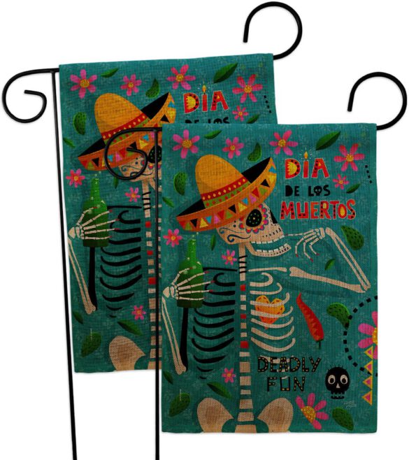Dia de Muetos Fun - Halloween Fall Vertical Impressions Decorative Flags HG120072 Made In USA - Image 32