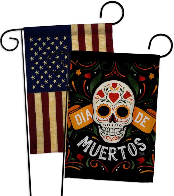 Dia de Muetos Skull - Halloween Fall Vertical Impressions Decorative Flags HG120073 Made In USA - Image 7
