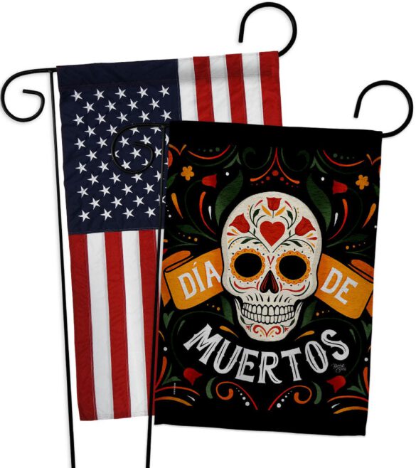 Dia de Muetos Skull - Halloween Fall Vertical Impressions Decorative Flags HG120073 Made In USA - Image 9